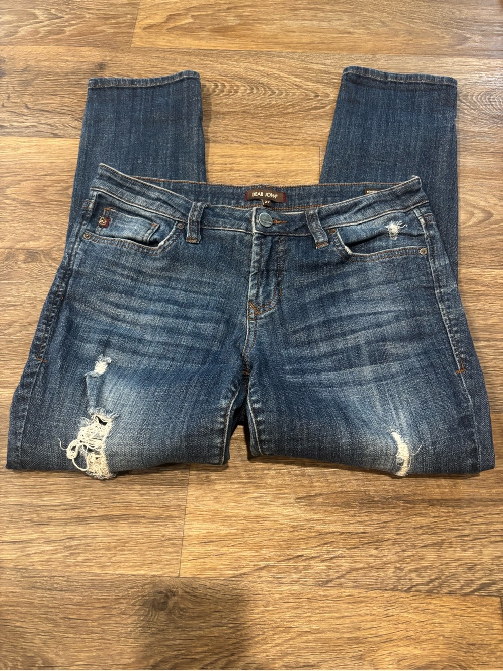 Dear John Madison Girlfriend Distressed Blue Denim Jeans Women’s Size 27